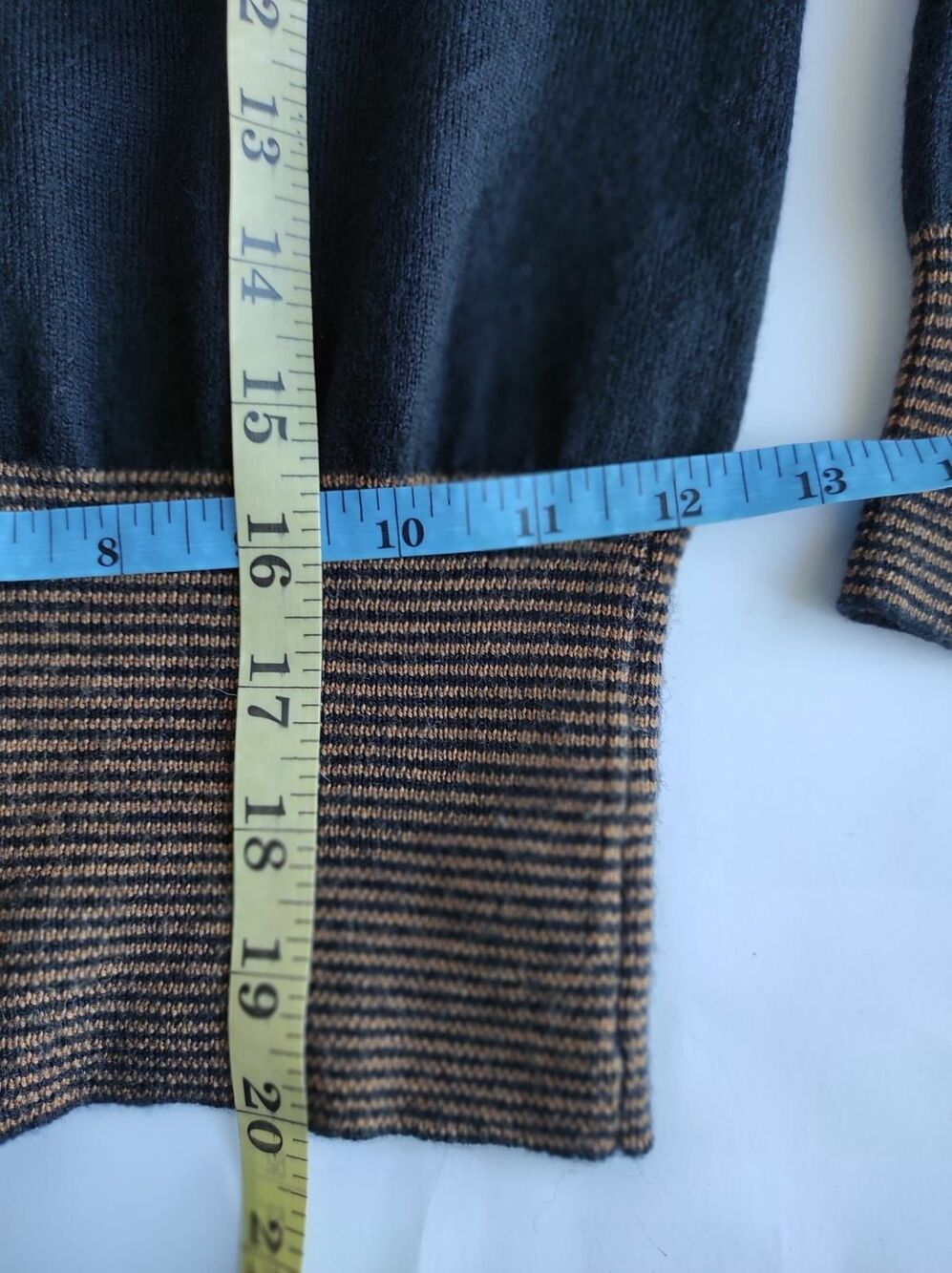 Golden Line 100% Wool Cardigan Black Brown Striped Trim XXS XS Women Button Up - Picture 7 of 16